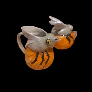 SUPER RARE ANTIQUE SUGAR AND CREAMER SET 2 Flies  (GERMANY 1890-1910)